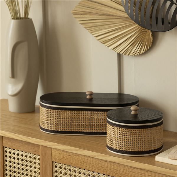Boîte ronde - beige - Becquet - Bois