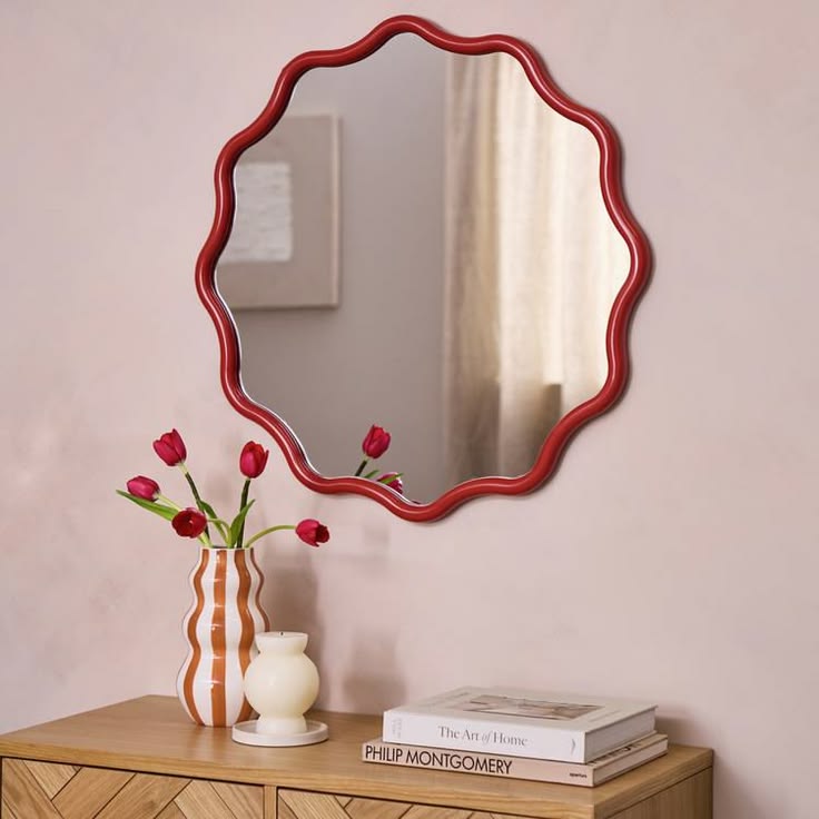 Buy Habitat Red Coral Wavy Round Wall Mirror…