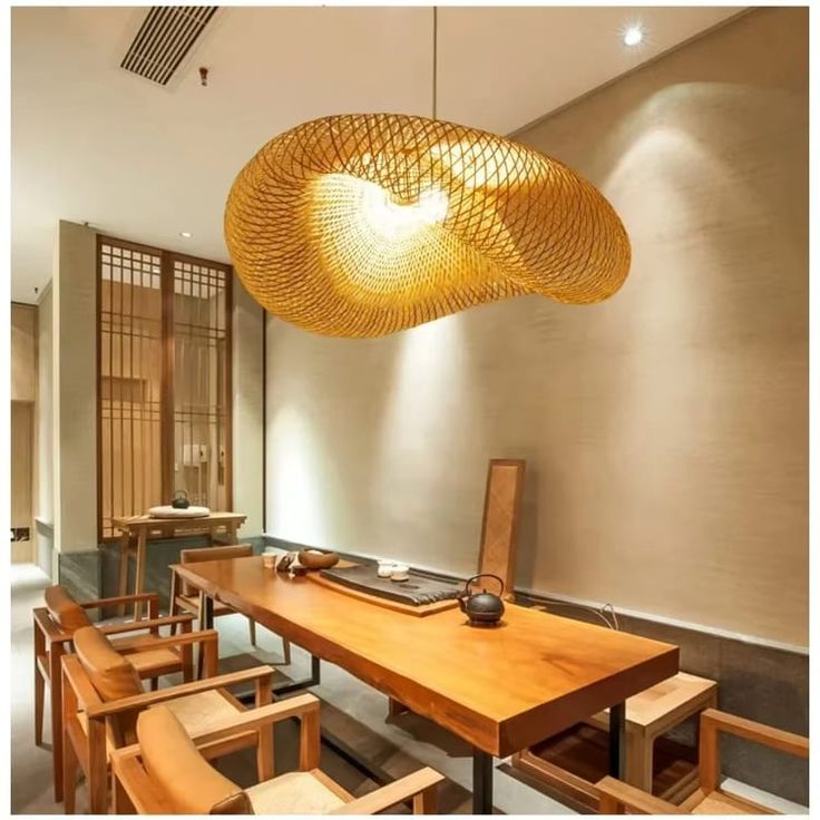 Suspension LED en bambou, lampe de table suspendue, applique murale pour l'éclairage de la maison, 50 cm, convient pour le salon_la salle à manger_ | Leroy Merlin