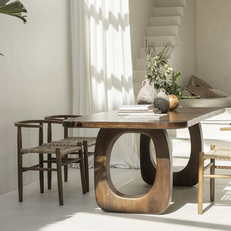 Table à manger en bois massif 200x100cm - Bois foncé - SINJAI - Drawer - À partir de 799_99 EUR